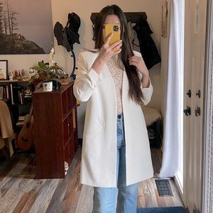 Halogen Ivory Long Blazer Jacket S